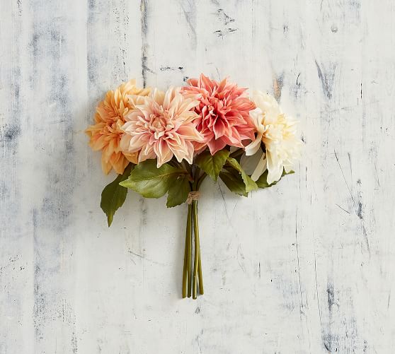 Pottery Barn FAUX DAHLIA BUNDLE - CAFE AU LAIT pottery barn fall home decor sale 20 percent off