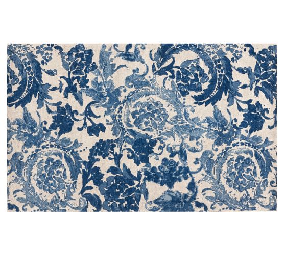 Pottery Barn GISELLE PRINTED RUG - BLUE MULTI white blue pottery barn rugs sale