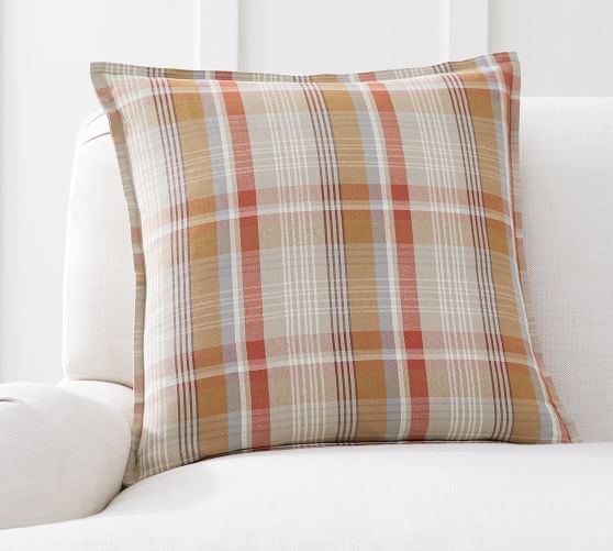 Pottery Barn PUMPKIN PLAID PILLOW COVERS Orange fall throw pillows decor home