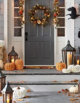 Pottery Barn PUNCHED CERAMIC PUMPKIN CANDLEHOLDERS Orange White house pottery barn fall home decor sale 20 percent off