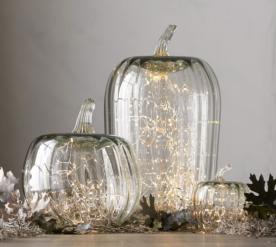 Pottery Barn RECYCLED GLASS PUMPKIN CLOCHE pottery barn fall home decor sale 20 percent off