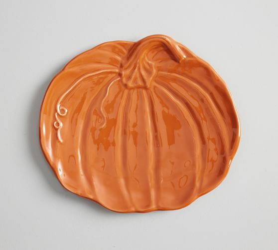 Pottery Barn RUSTIC PUMPKIN PLATE - ORANGE pottery barn fall home decor sale