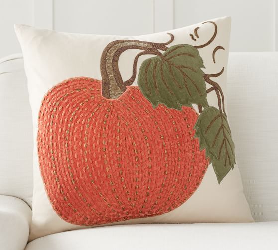 Pottery Barn VELVET PICKSTITCH PUMPKIN PILLOW COVER fall throw pillows home decor