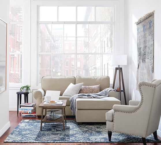 pottery barn zahara synthetic geometric pattern blue white rug living room sale