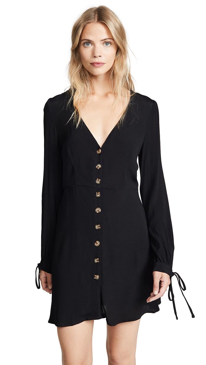 re:named Babi Dress Black button down fall dresses under 100 dollars