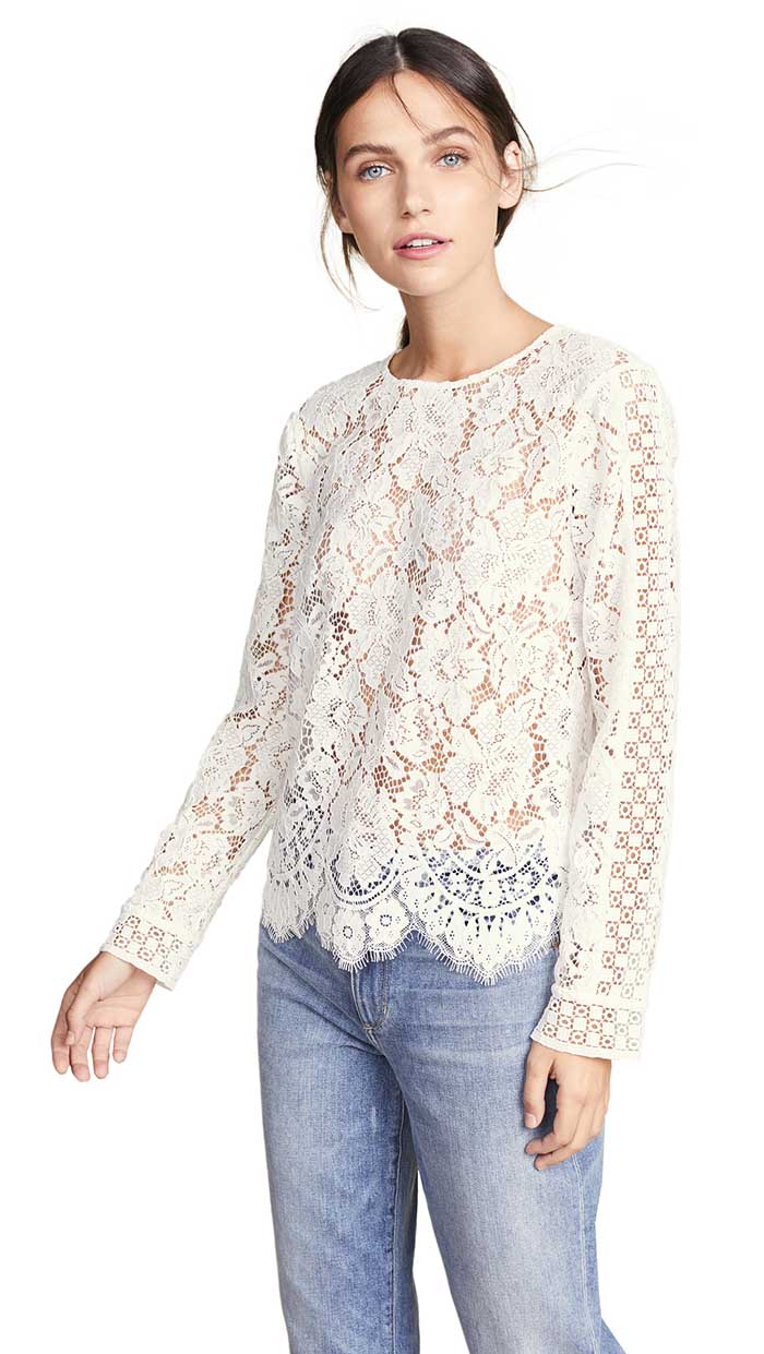 Club Monaco Samyra Shirt Blanc de Blanc lace tops fall women 2018
