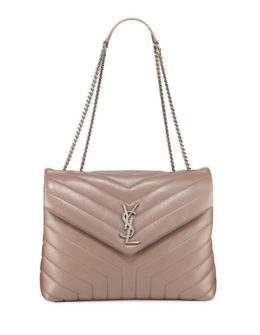 Saint Laurent Loulou Monogram YSL Medium Chain Shoulder Bag Color Mink ysl handbags neiman marcus gift card event