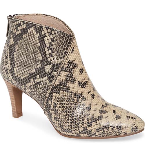 Seychelles Lasting Impression Bootie Black White Snake Print leather ankle boots women