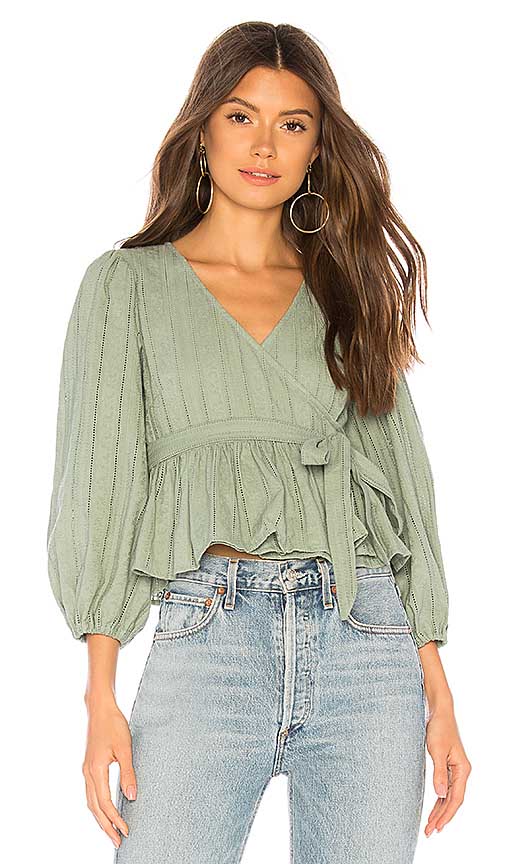 Tularosa CANDACE BLOUSE Sage Green trendy tops fall women