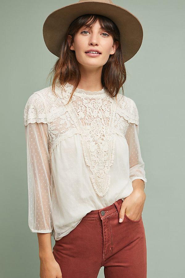 FeatherBone Tullemore Lace Top White trendy tops fall women 