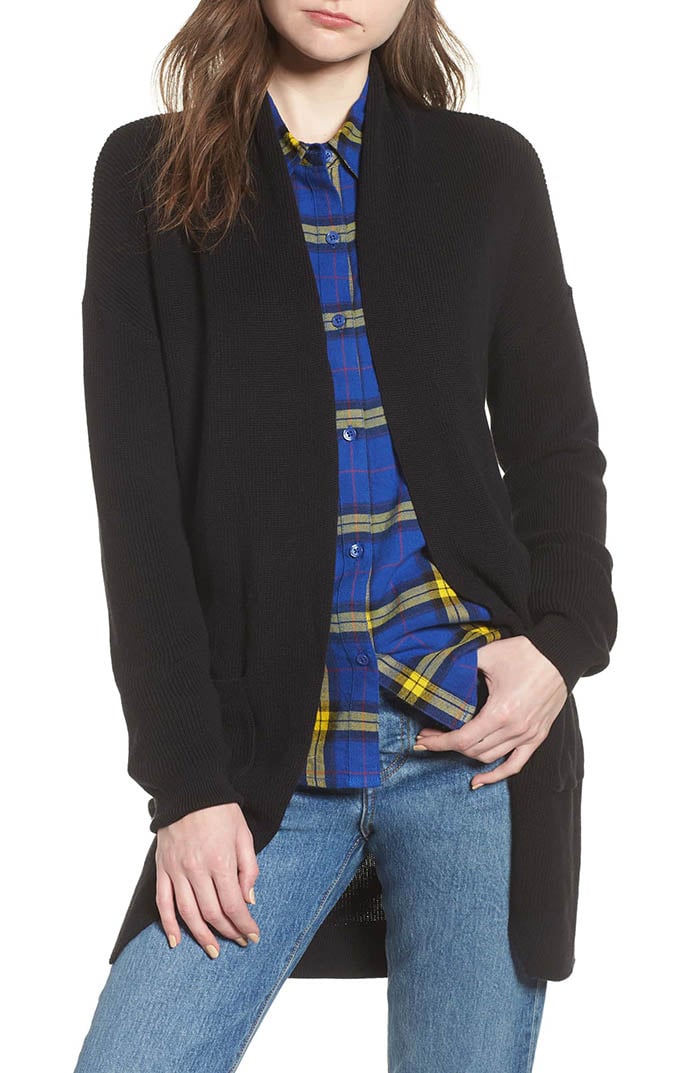 BP Stitch Curve Hem Cardigan Black cardigans fall women winter
