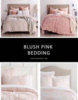 Blush pink is one of the hottest colors in the world of fashion and home decor. Trend expert and blogger, Candie Anderson has the scoop on 20 of the best blush bedding essentials in a variety of styles and price ranges. They will look fabulous in any bedroom and will complement your furniture and home decor beautifully!