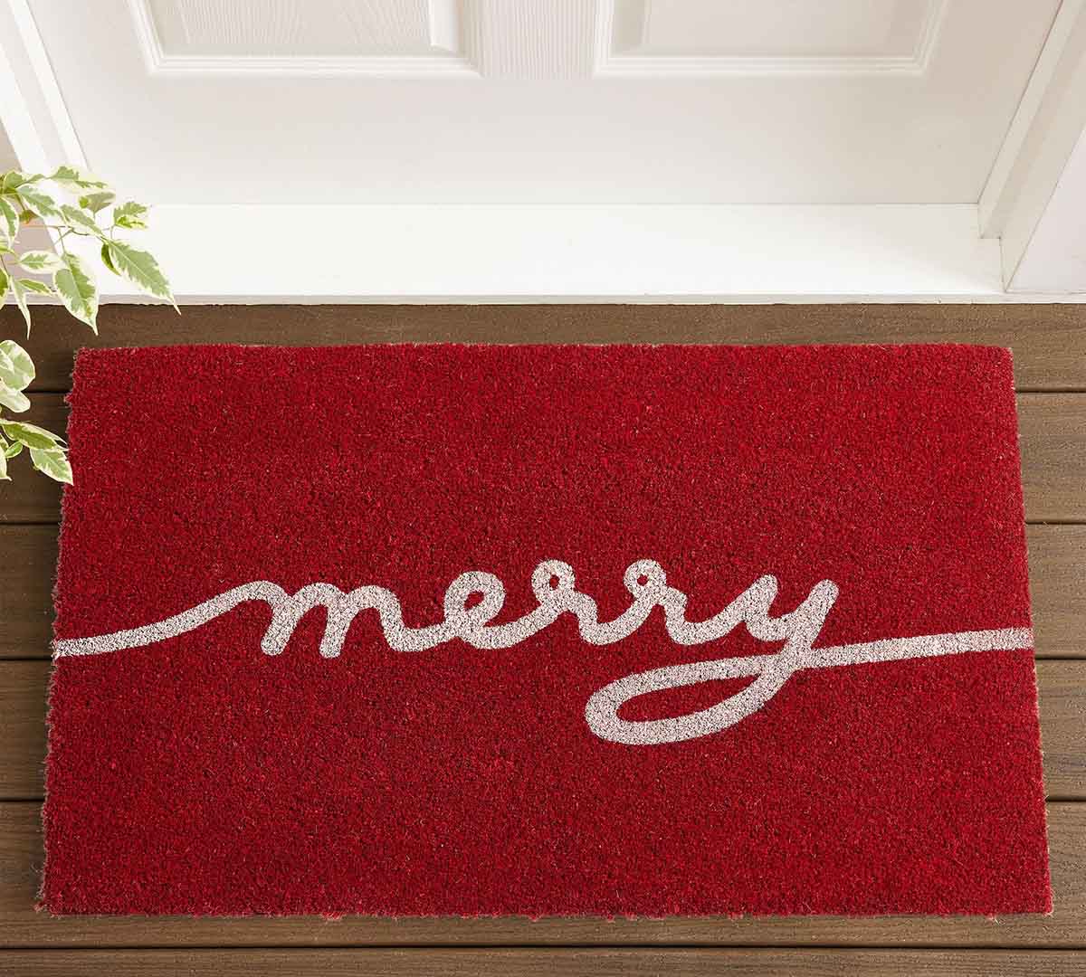 Pottery Barn Merry Doormat holiday doormats best
