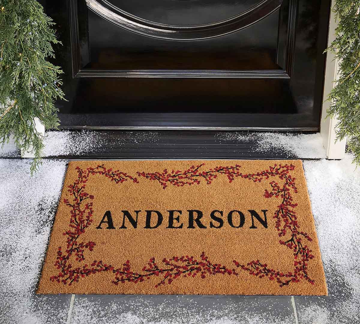 Pottery Barn Personalized Berry Doormat holiday doormats best