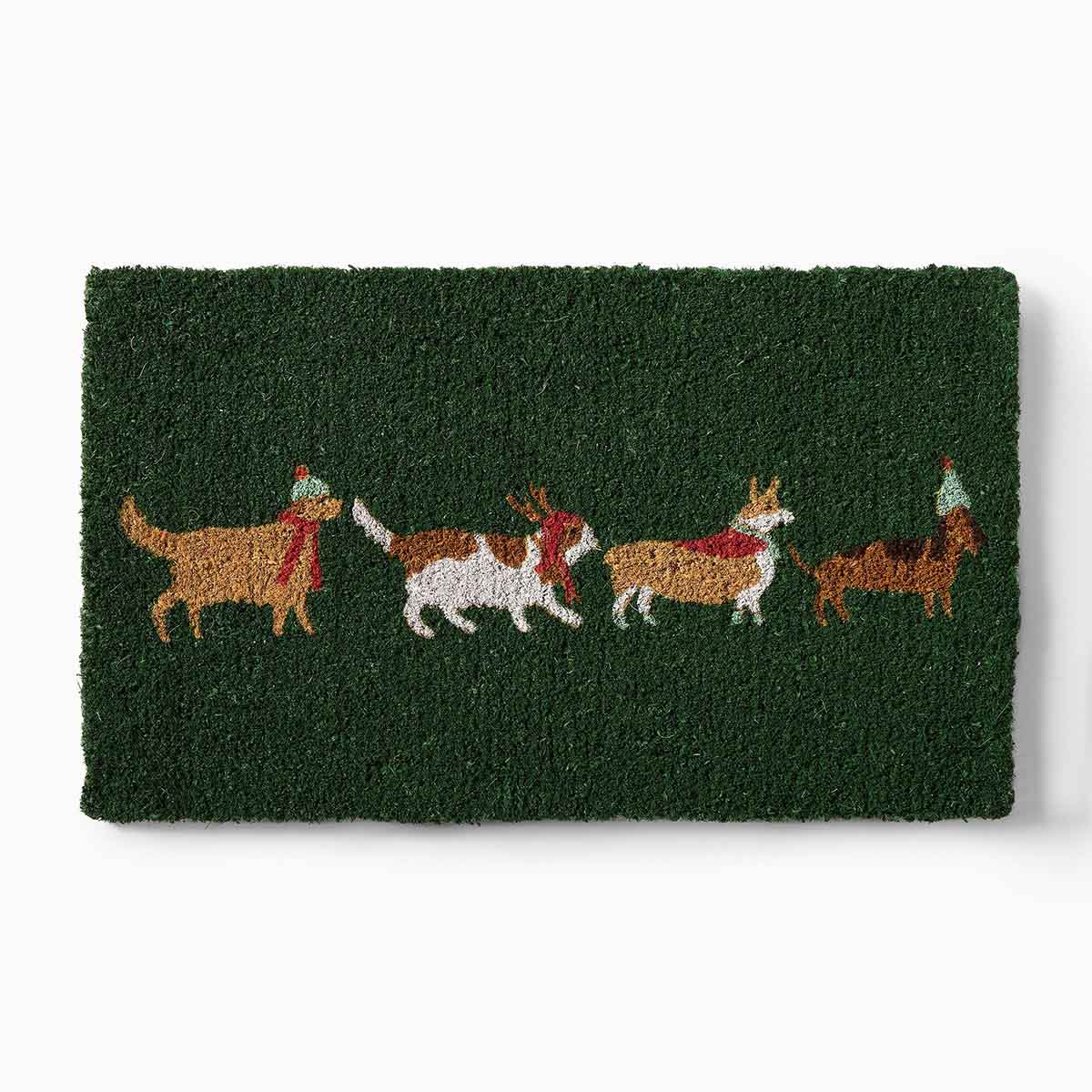 West Elm Nicole Cicak Festive Pups Doormat holiday doormats best