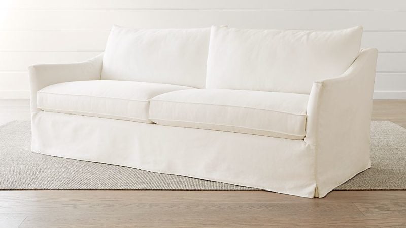 Crate and Barrel Keely Slipcovered Sofa Newport Salt Natural Lee white slipcovered sofas 