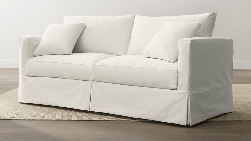 Crate and Barrel Willow Modern Slipcovered Sofa Kingston Snow white slipcovered sofas