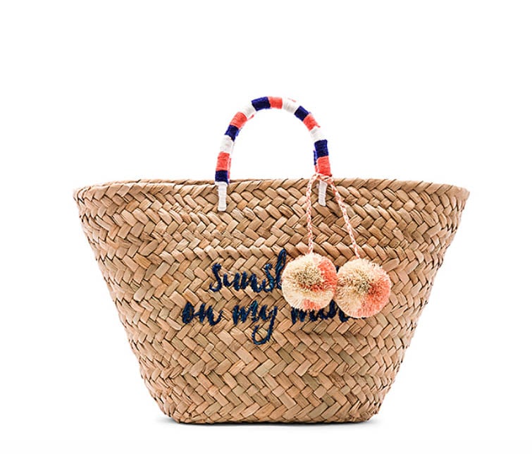 KAYU Sol Tote Sunshine On My Mind Pom Poms statement worthy straw tote bags women summer vacation