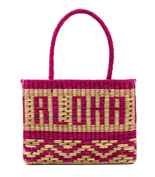 Nannacay Goa Aloha Tote Bag Pink statement worthy straw bags summer hawaii vacation