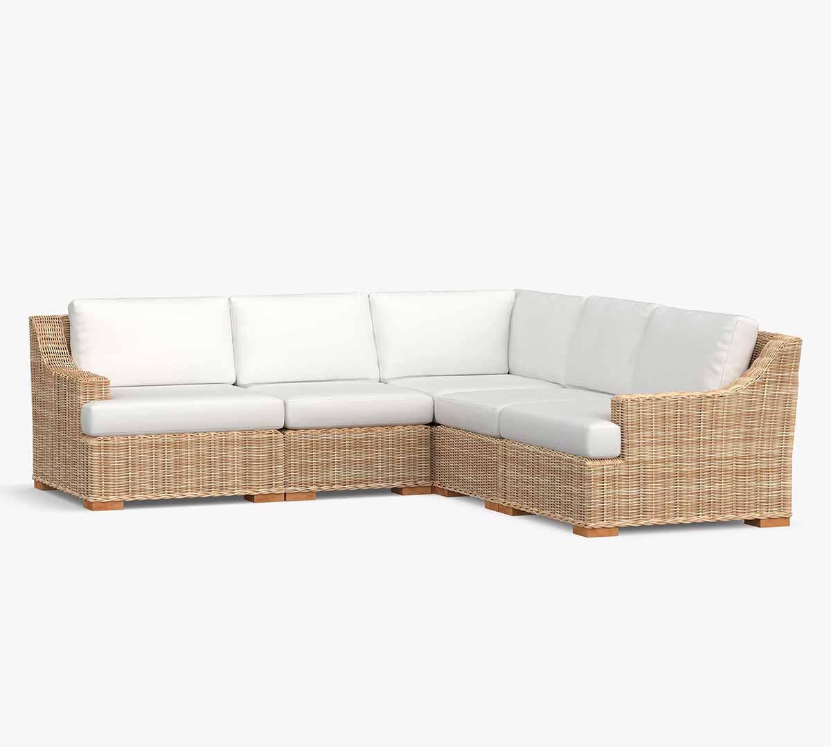 Pottery Barn Huntington Wicker 5-Piece Slope Arm Outdoor Sectional (100) Natural best wicker sectionals outdoor