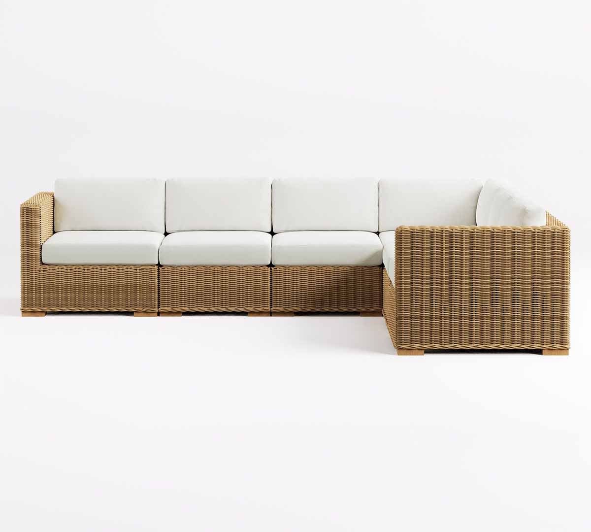 Pottery Barn Huntington Wicker 6-Piece Square Arm Outdoor Sectional (120) wicker sectionals best