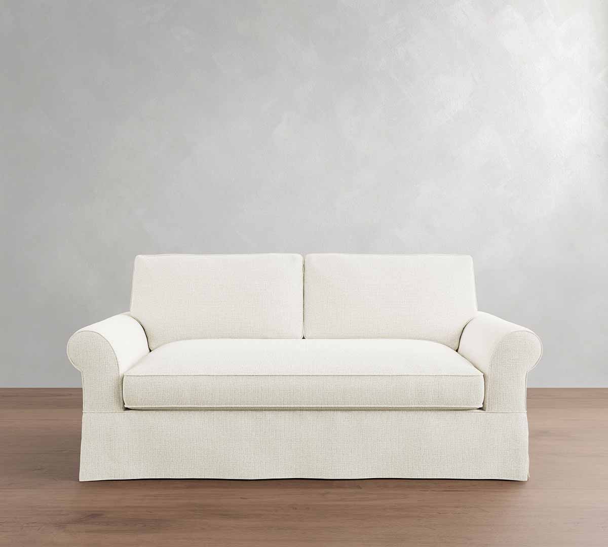 Pottery Barn PB Comfort Roll Arm Slipcovered Sofa (68"–122") white slipcovered sofas best 