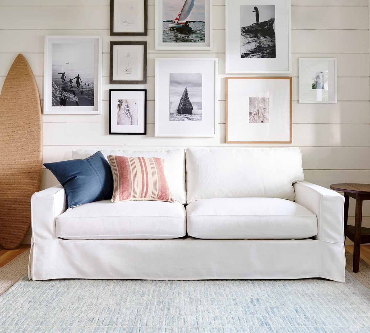 Pottery Barn PB Comfort Square Arm Slipcovered Sofa white slipcovered sofas best