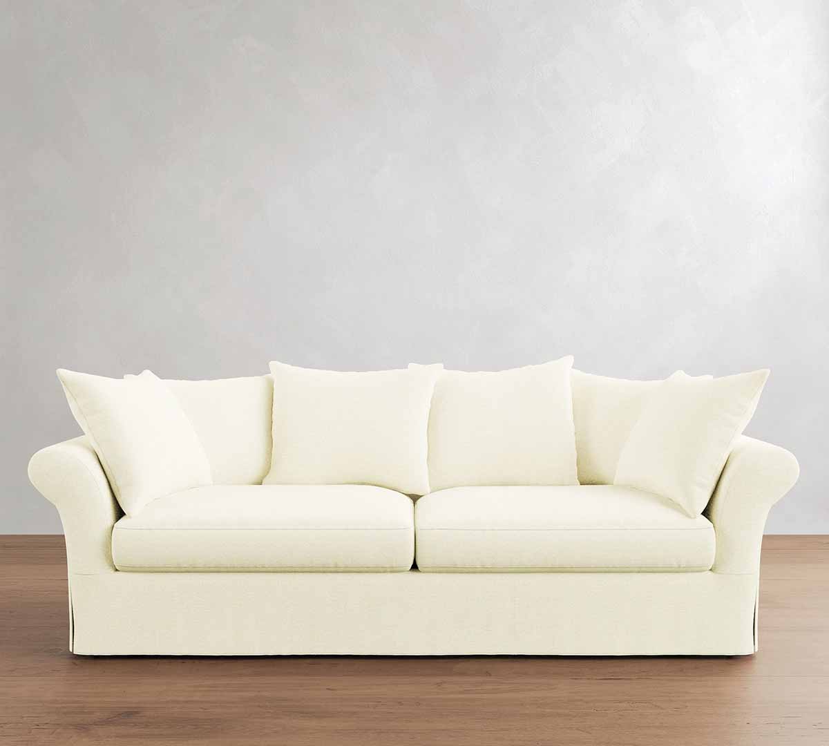 Pottery Barn Windsor Slipcovered Sofa (61–121) white slipcovered sofas