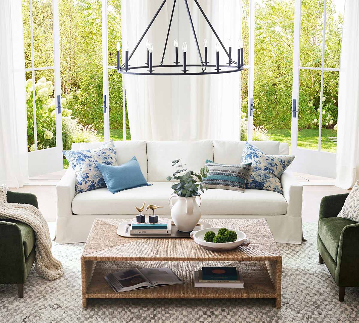 Pottery Barn York Slope Arm Deep Seat Slipcovered Sofa (60-108) white slipcovered sofas best living room