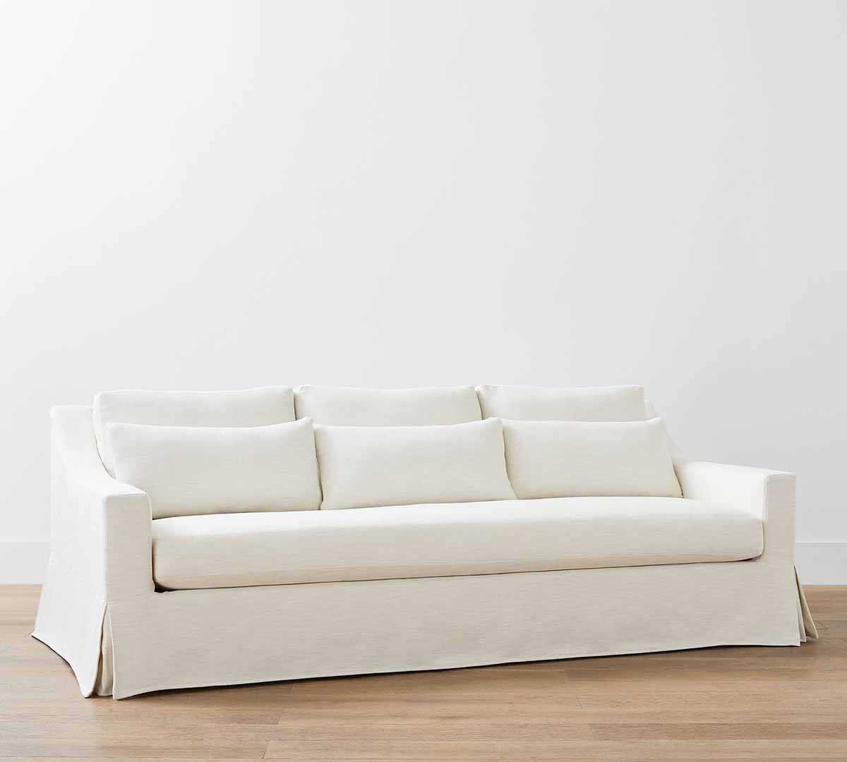 Pottery Barn York Slope Arm Deep Seat Slipcovered Sofa (60-108) white slipcovered sofas best