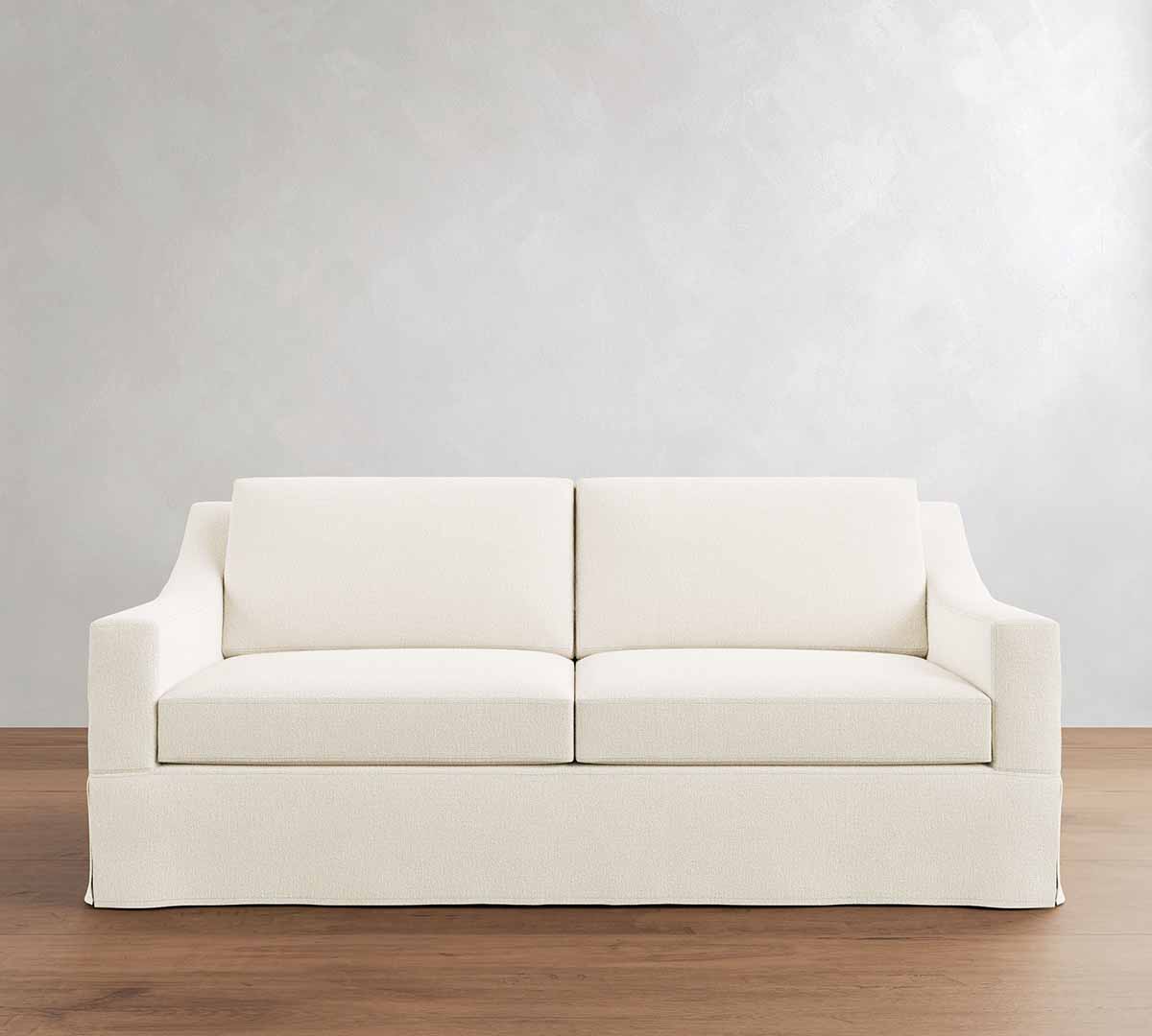 Pottery Barn York Slope Arm Slipcovered Sleeper Sofa (72"–81") white slipcovered sofas