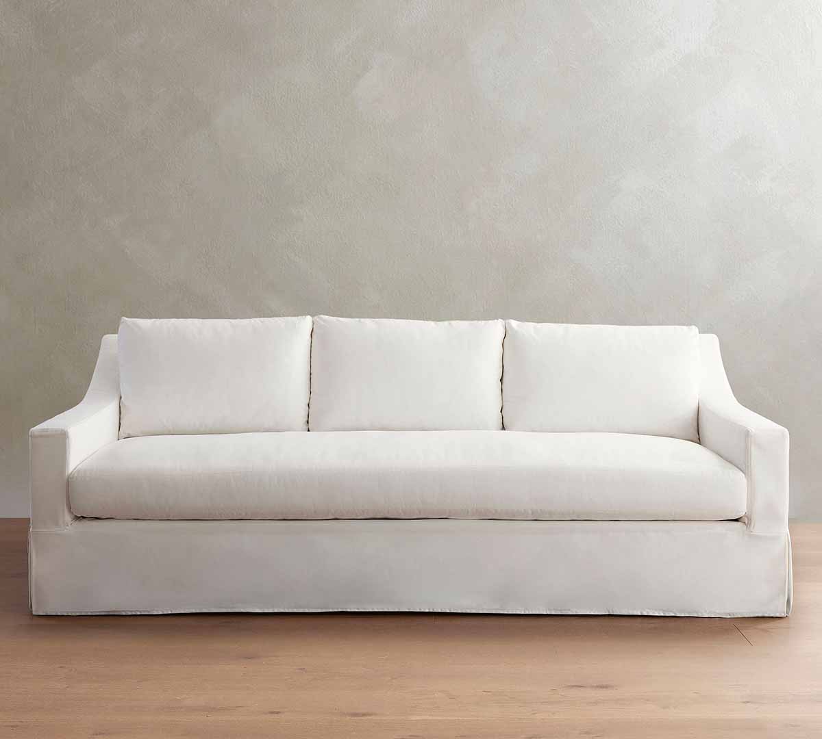 Pottery Barn York Slope Arm Slipcovered Sofa (60"-108") white slipcovered sofas best