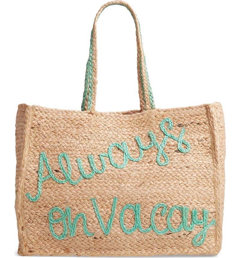 SHIRALEAH Always on Vacation Jute Tote Natural Pink statement worthy straw bags 