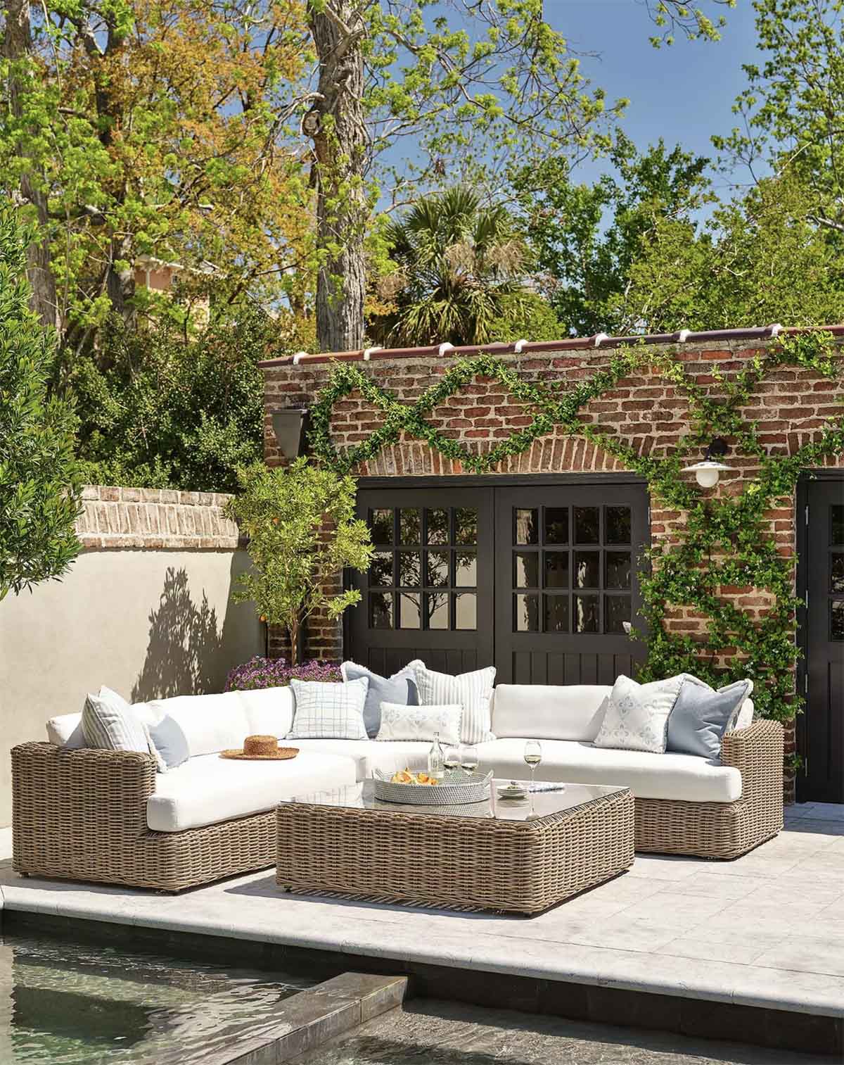 Serena and LIly Del Mar Curved Corner Sectional Bark best wicker sectionals outdoor patio