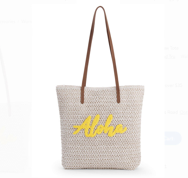 Time & Tru Aloha Packable Straw Tote statement worthy straw bags