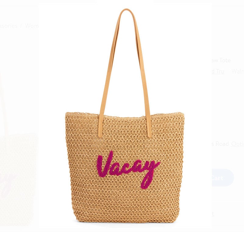 Time & Tru "Vacay" Packable Straw Tote statement worthy straw bags 