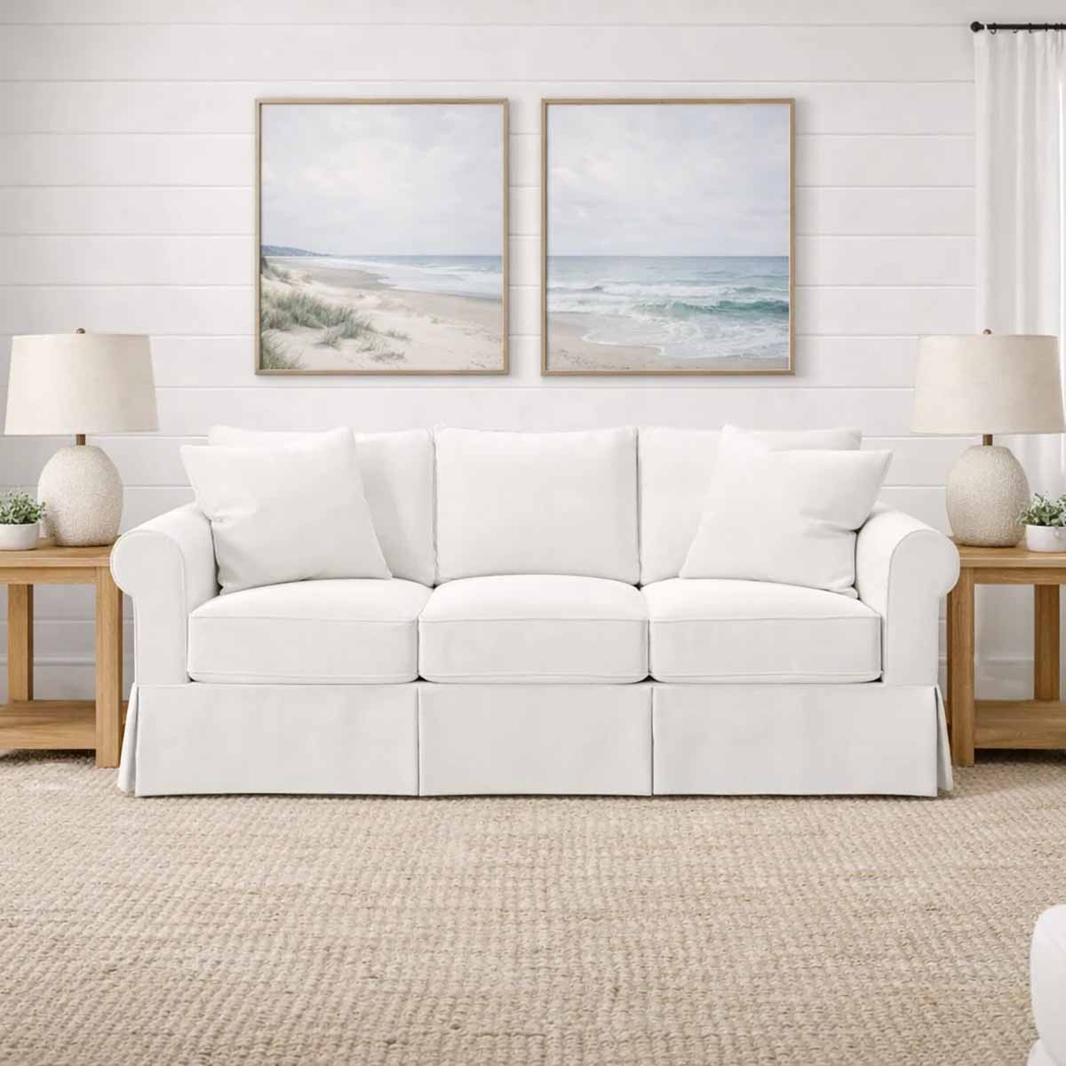 Wayfair Custom Upholstery Amari 89'' Slipcovered Sofa white slipcovered sofas best
