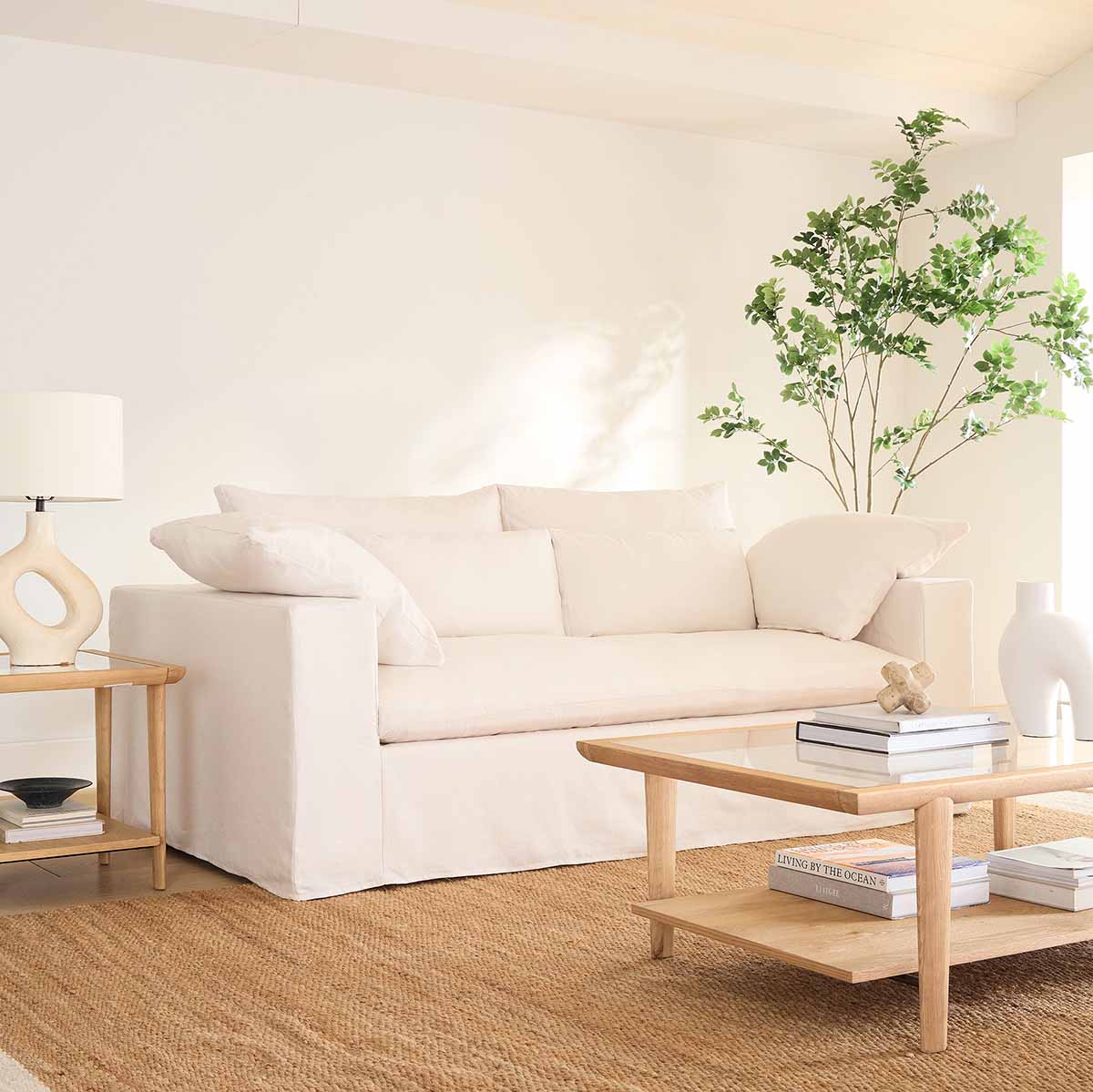 West Elm Harmony Modular Skirted Slipcover Sofa (82–92) white slipcovered sofas best