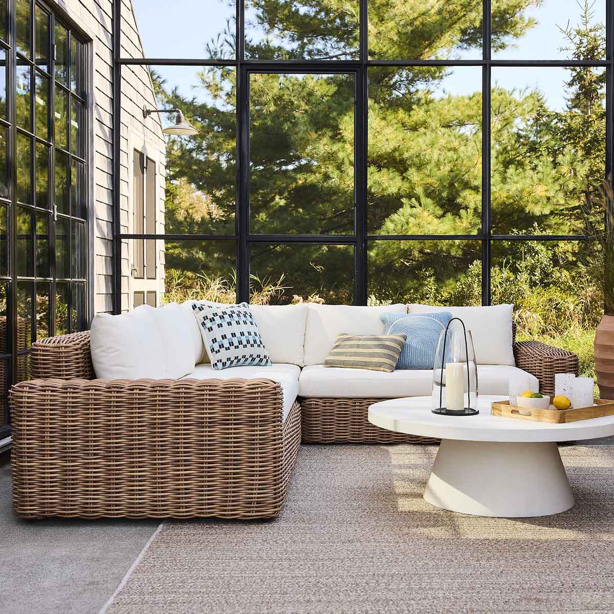 West Elm Westport Westport Wicker Outdoor 3-Piece L-Shaped Sectional (108) Natural best wicker sectionals