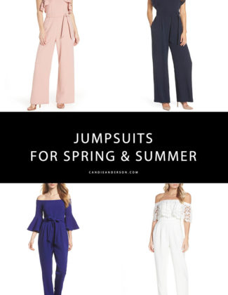 Jumpsuits are one of the hottest fashion fashion trends for spring and summer 2019! Fashion expert and style blogger, Candie Anderson has the scoop on 25 trendy jumpsuits in a variety of styles, colors, prints and price ranges. They are perfect for nearly every event - from date night to bridal showers, baby showers, wedding guest season and more.