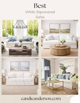 Lifestyle expert, journalist and interior design blogger Candie Anderson of candieanderson.com shares the 15 best white slipcovered sofas.