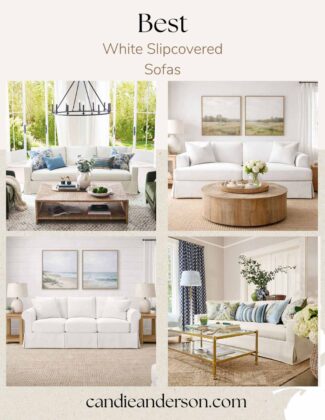 Lifestyle expert, journalist and interior design blogger Candie Anderson of candieanderson.com shares the 15 best white slipcovered sofas.