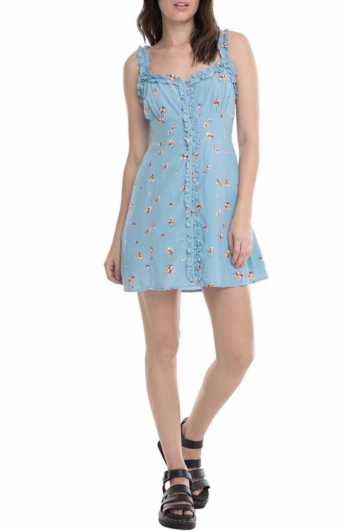 ASTR THE LABEL Frill Detail Sundress Sky Blue Pansy casual dresses summer 2019