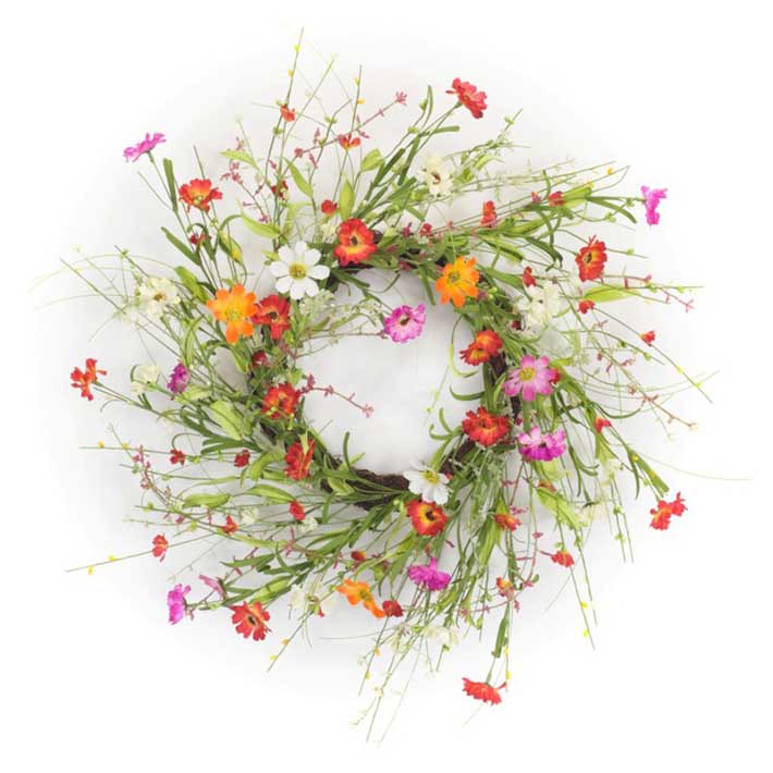 August Grove Mixed Floral 22.5" Polyester Wreath summer wreaths wildflowers