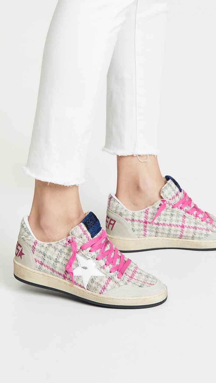 Golden Goose Ball Star Sneakers Check Mix Houndstooth Pink 2019 shopbop memorial day sale