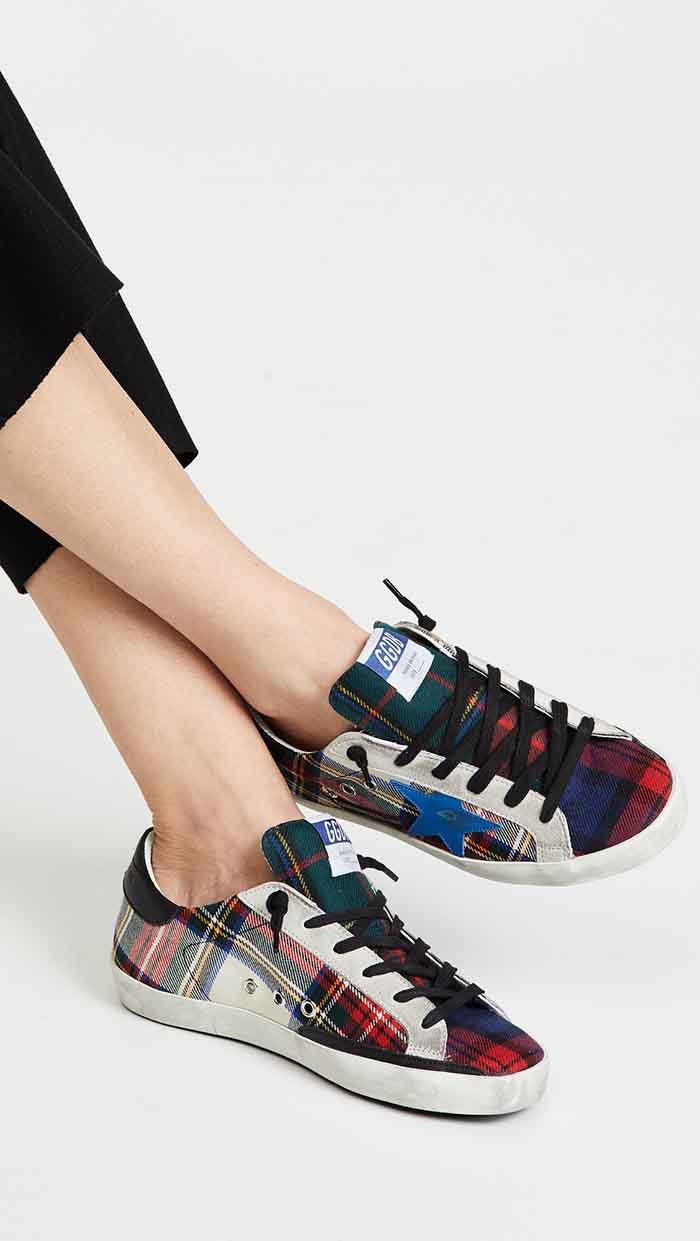 Golden Goose Superstar Sneakers Red Green White plaid 2019 shopbop memorial day sale
