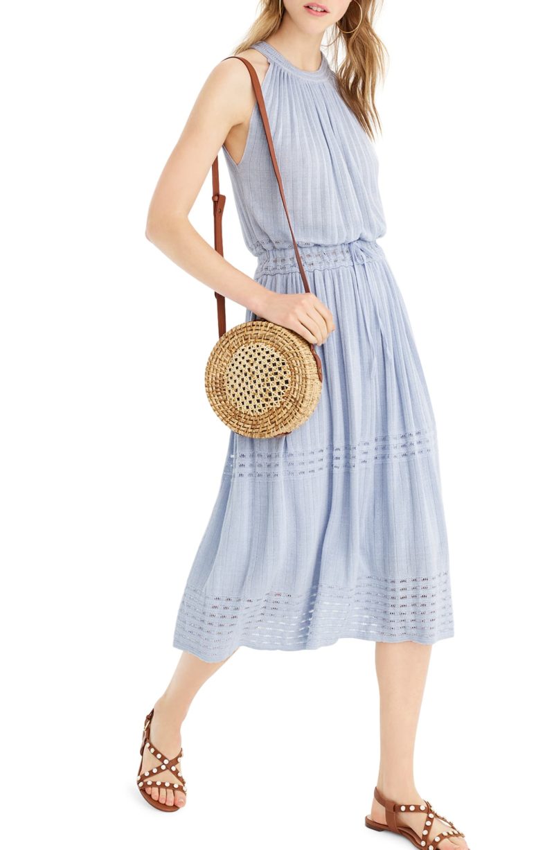 J.CREW Point Sur Cinch Waist Sweater Dress Shale Blue casual dresses summer 2019