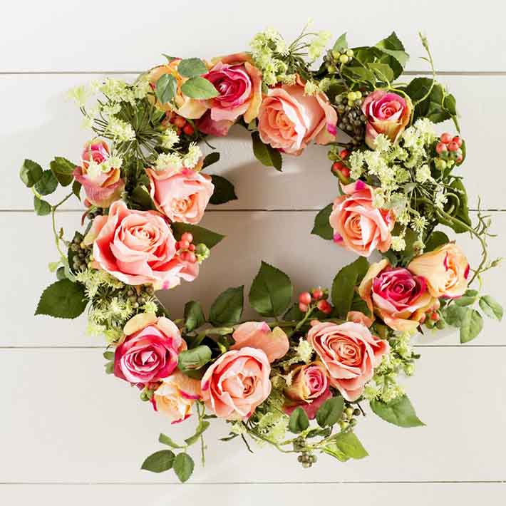 Lark Manor 20" Pink Rose Wreath summer wreaths