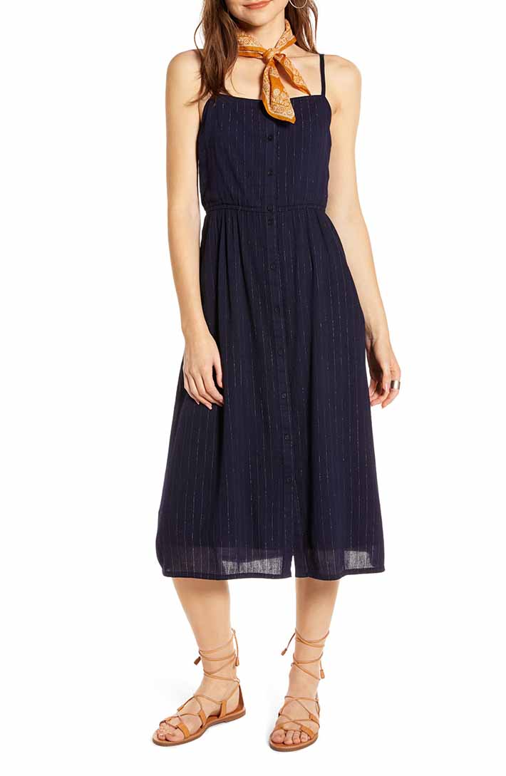 TREASURE & BOND Metallic Stripe Dress Navy Night casual dresses summer 2019