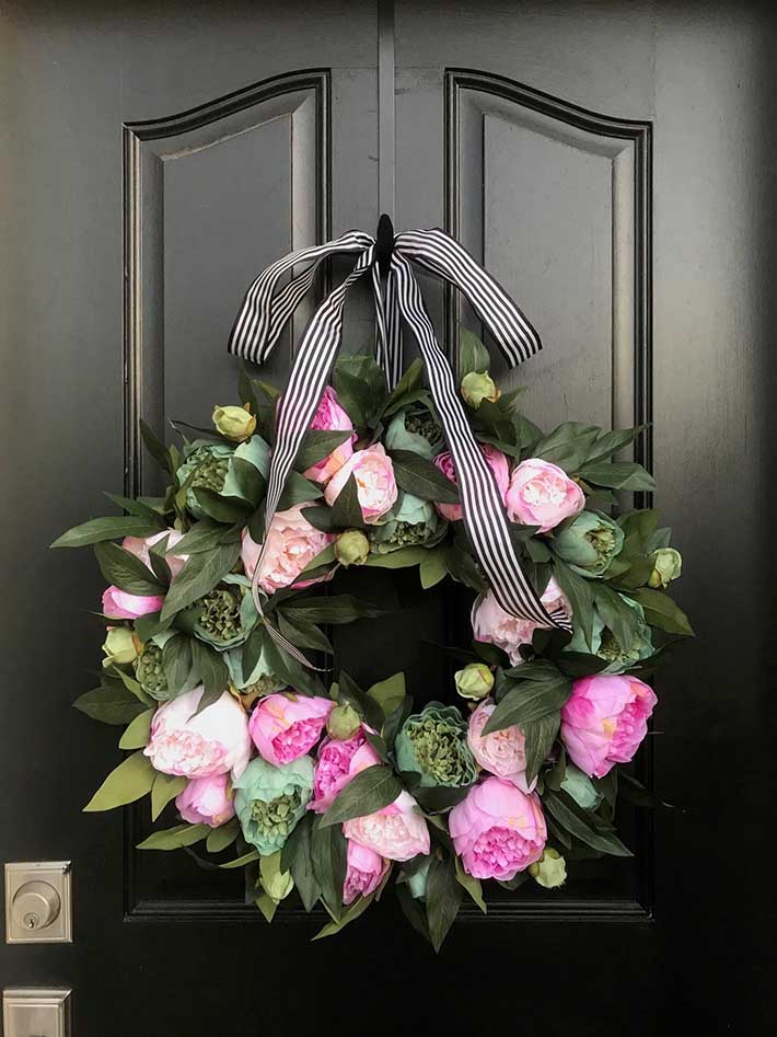TwoInspireYou Pink Peony Wreath summer wreaths 